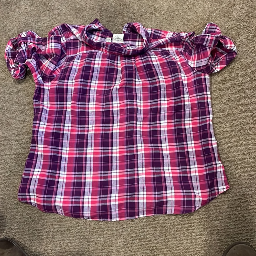 Women’s St John’s Bay Long Sleeve Plaid button down shirt 1X - Picture 4 of 5